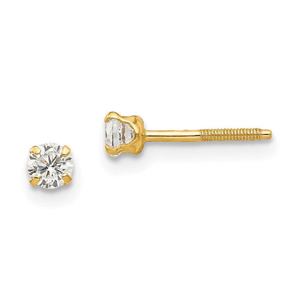 Madi K Kid's 14k 3mm white zircon Earrings ,