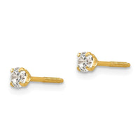 Madi K Kid's 14k 3mm white zircon Earrings ,