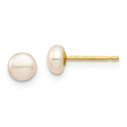 Madi K Kid's 14k 4-5mm Pink Button Freshwater Cultured Pearl Stud Post Earrings ,