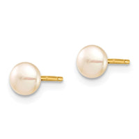Madi K Kid's 14k 4-5mm Pink Button Freshwater Cultured Pearl Stud Post Earrings ,