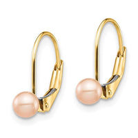 Madi K Kid's 14K 4-5mm Pink Round FW Cultured Pearl Leverback Earrings ,