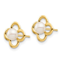 Madi K Kid's 14K 4-5mm White Button Freshwater Cultured Pearl Post Earrings ,