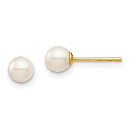 Madi K Kid's 14K 4-5mm White Round Freshwater Cultured Pearl Stud Post Earrings ,