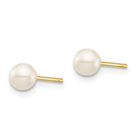 Madi K Kid's 14K 4-5mm White Round Freshwater Cultured Pearl Stud Post Earrings ,