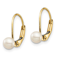Madi K Kid's 14K  4-5mm White Round FW Cultured Pearl Leverback Earrings ,