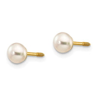 Madi K Kid's 14K 4-5mm White Round FW Cultured Pearl Stud Post Screwback Earrings ,