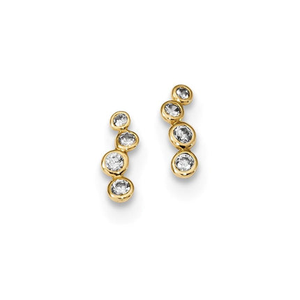 Madi K Kid's 14k  4-CZ Bezel Set Post Earrings ,
