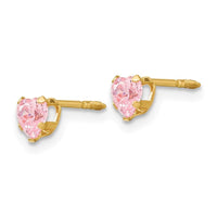 Madi K Kid's 14k 4mm Pink CZ Heart Earrings ,
