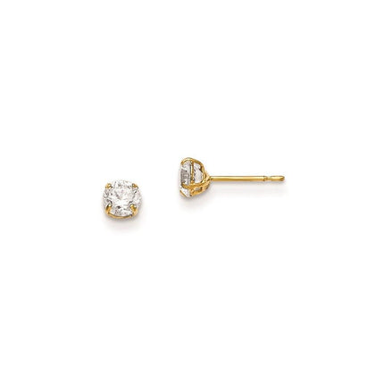 Madi K Kid's 14k  4mm Round CZ Basket Set Stud Earrings ,