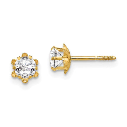 Madi K Kid's 14k 4mm Synthetic (Apr) Screwback Earrings ,