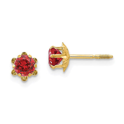 Madi K Kid's 14k  4mm Synthetic Ruby (Jul) Screwback Earrings ,