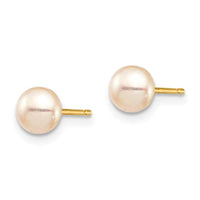 Madi K Kid's 14k 5-6mm Pink Button Freshwater Cultured Pearl Stud Post Earrings ,