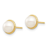 Madi K Kid's 14K 5-6mm White Button Freshwater Cultured Pearl Post Earrings ,