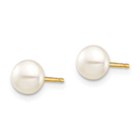 Madi K Kid's 14k 5-6mm White Button Freshwater Cultured Pearl Stud Post Earrings ,