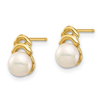 Madi K Kid's 14k 5-6mm White Button FW Cultured Pearl Post Dangle Earrings ,