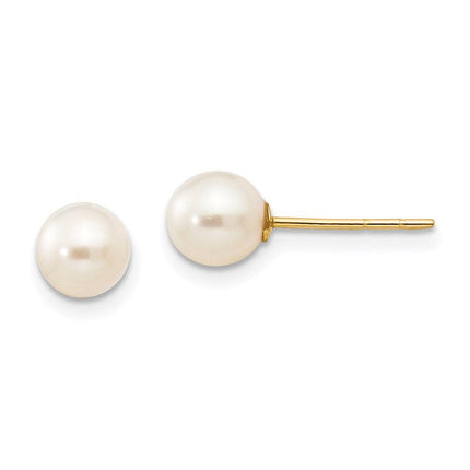 Madi K Kid's 14k 5-6mm White Near Round Freshwater Cultured Pearl Post Earrings ,