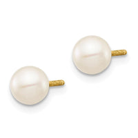 Madi K Kid's 14k 5-6mm White Near Round Freshwater Cultured Pearl Post Earrings ,