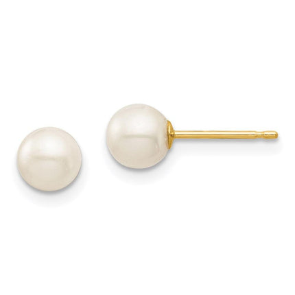 Madi K Kid's 14K 5-6mm White Round Freshwater Cultured Pearl Stud Post Earrings ,