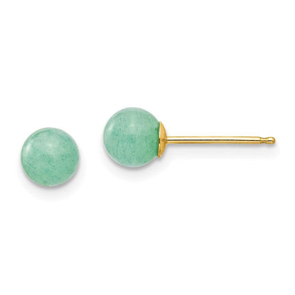 Madi K Kid's 14k 5mm Green Natural Stone Post Earrings ,