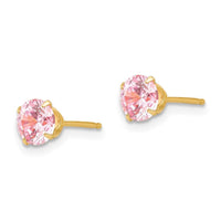 Madi K Kid's 14k 5mm Pink CZ Post Earrings ,