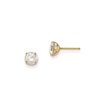 Madi K Kid's 14k  5mm Round CZ Basket Set Stud Earrings ,
