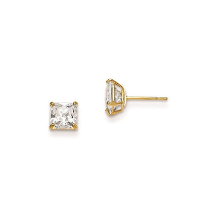 Madi K Kid's 14k  5mm Square CZ Basket Set Stud Earrings ,