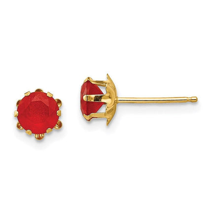 Madi K Kid's 14k 5mm Synthetic Ruby (Jul) Earrings ,