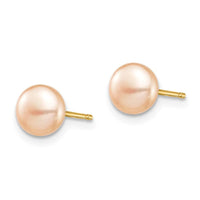 Madi K Kid's 14k 6-7mm Pink Button Freshwater Cultured Pearl Stud Post Earrings ,
