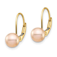 Madi K Kid's 14K 6-7mm Pink Round FW Cultured Pearl Leverback Earrings ,