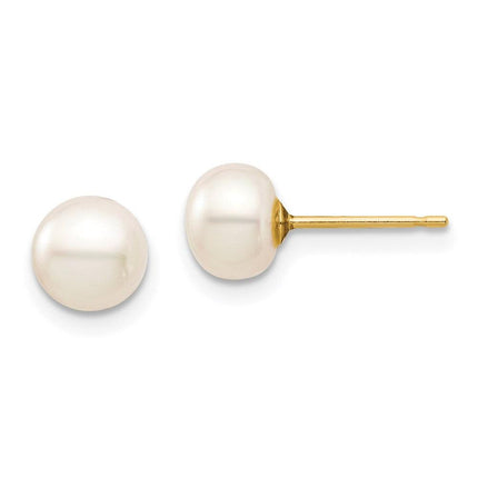 Madi K Kid's 14k 6-7mm White Button Freshwater Cultured Pearl Stud Post Earrings ,