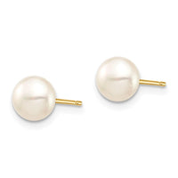 Madi K Kid's 14k 6-7mm White Button Freshwater Cultured Pearl Stud Post Earrings ,