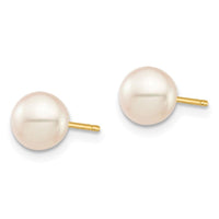 Madi K Kid's 14K 6-7mm White Round Freshwater Cultured Pearl Stud Post Earrings ,