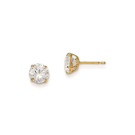Madi K Kid's 14k  6mm Round CZ Basket Set Stud Earrings ,