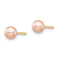 Madi K Kid's 14k 7-8mm Pink Button Freshwater Cultured Pearl Stud Post Earrings ,