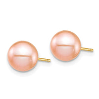 Madi K Kid's 14K  7-8mm Pink Round Freshwater Cultured Pearl Stud Post Earrings ,