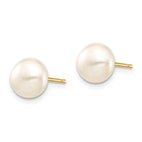 Madi K Kid's 14k 7-8mm White Button Freshwater Cultured Pearl Stud Post Earrings ,