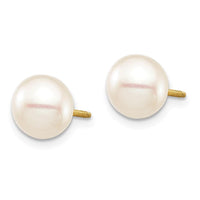 Madi K Kid's 14K 7-8mm White Round Freshwater Cultured Pearl Screwback Earrings ,
