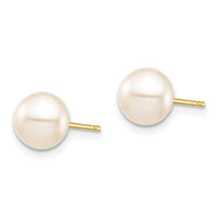 Madi K Kid's 14K 7-8mm White Round Freshwater Cultured Pearl Stud Post Earrings ,