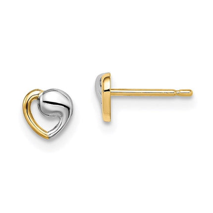 Madi K Kid's 14k & White Rhodium Heart Post Earrings ,