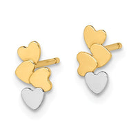 Madi K Kid's 14k & White Rhodium Hearts Post Earrings ,