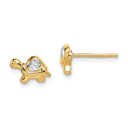 Madi K Kid's 14k & White Rhodium Turtle Post Earrings ,