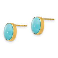 Madi K Kid's 14k Bezel Set Oval Turquoise Post Earrings ,
