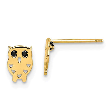 Madi K Kid's 14k Black CZ Owl Post Earrings ,