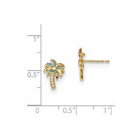 Madi K Kid's 14k Blue & Clear CZ Palm Tree Post Earrings ,
