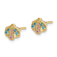 Madi K Kid's 14k Blue & Pink CZ Seashell Post Earrings ,