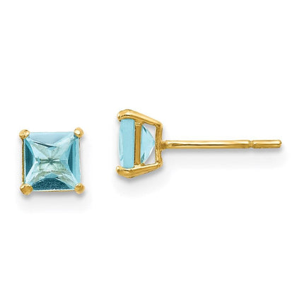 Madi K Kid's 14k Blue Topaz 4mm Square Post Earrings ,
