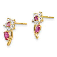 Madi K Kid's 14k Clear & Red CZ Flower Post Earrings ,
