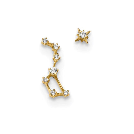 Madi K Kid's 14k CZ 1 Stud Star & 1 Little Dipper Post Earrings ,