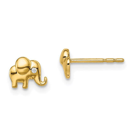 Madi K Kid's 14k CZ Accent Elephant Post Earrings ,