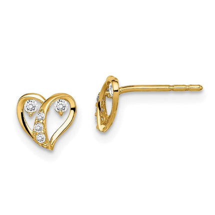 Madi K Kid's 14k CZ Accent Open Heart Post Earrings ,